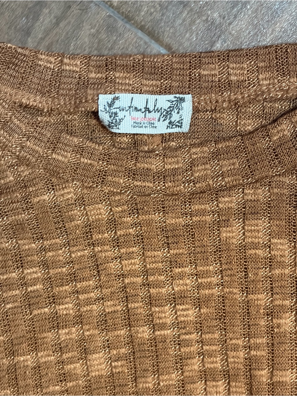 Free People Waffle-Knit shirt in Camel
